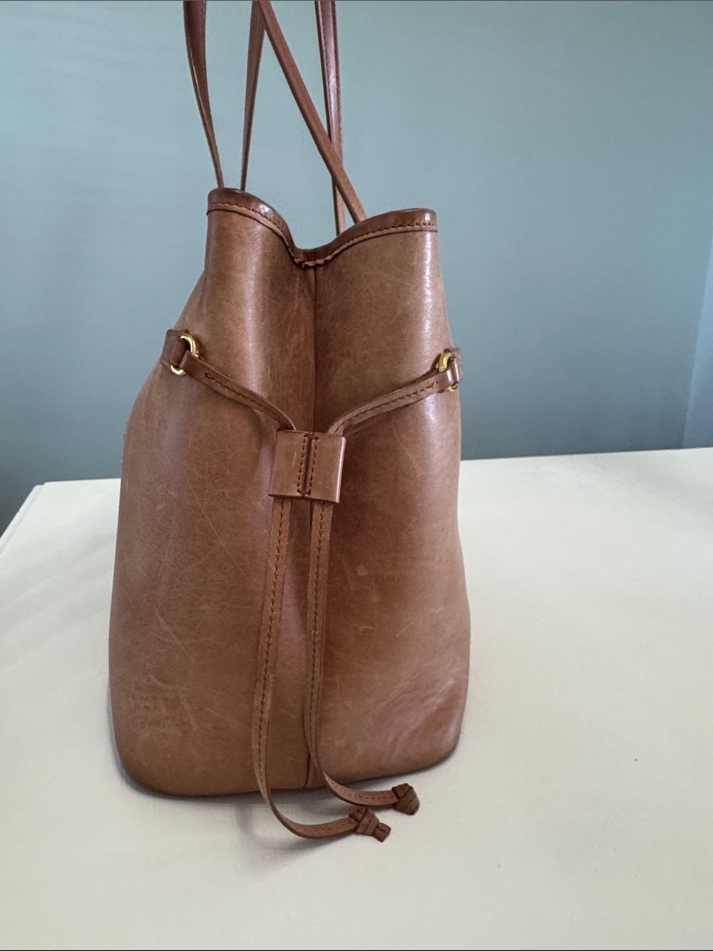 Taxidermy Liz Tote. Camel with genuine Python stripe-Medium - Picture 5 of 10